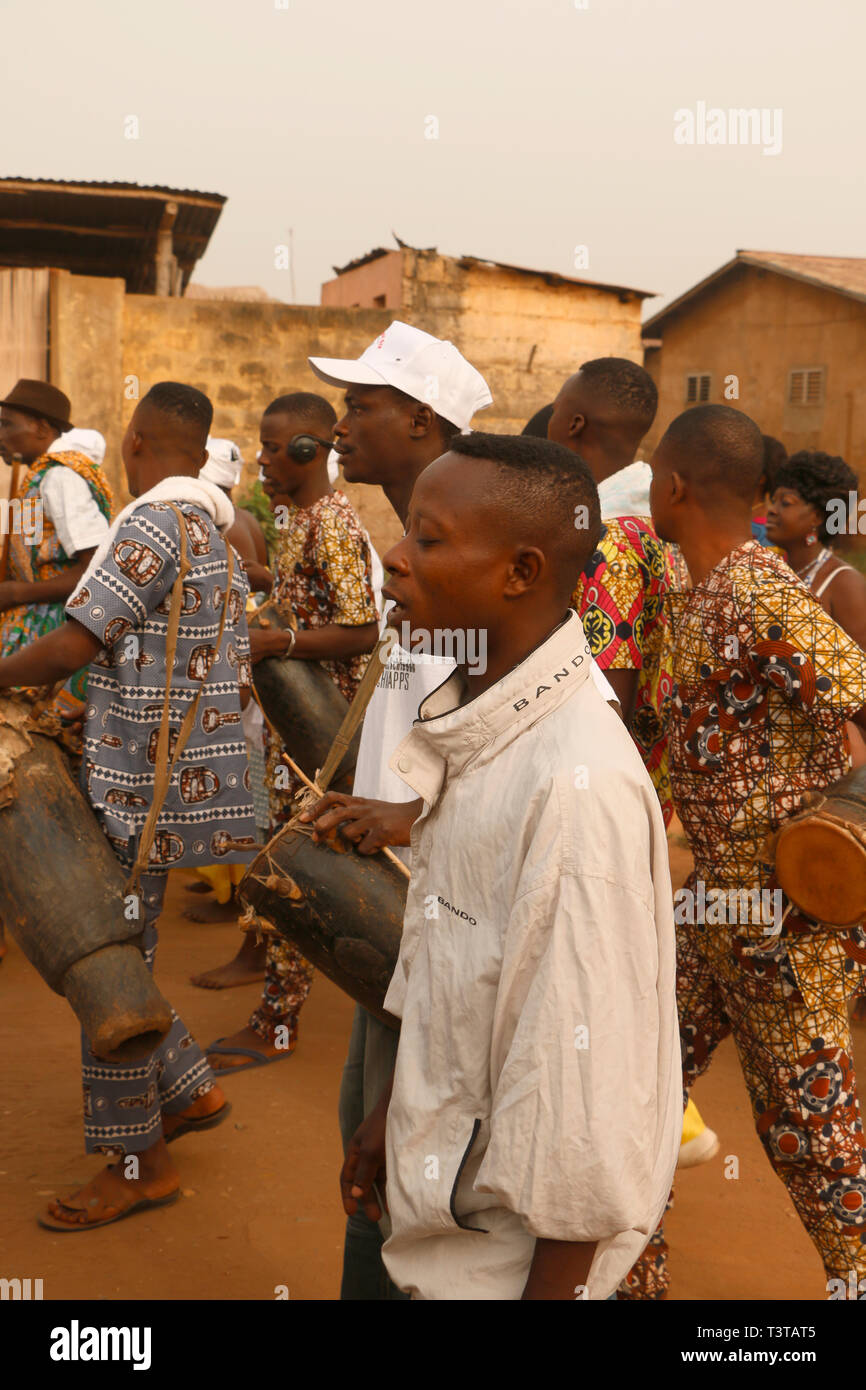 Procession of the Voodoo Festival in Ouidah, which goes from the sacred ...