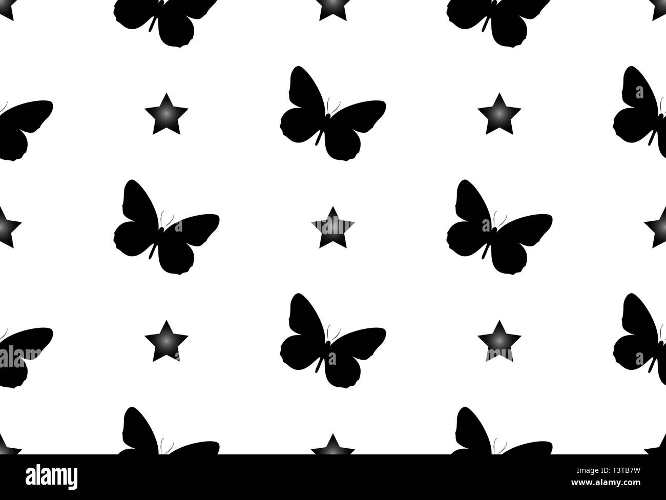 Seamless pattern with butterflies. Abstract background with butterflies. star, night Stock Vector