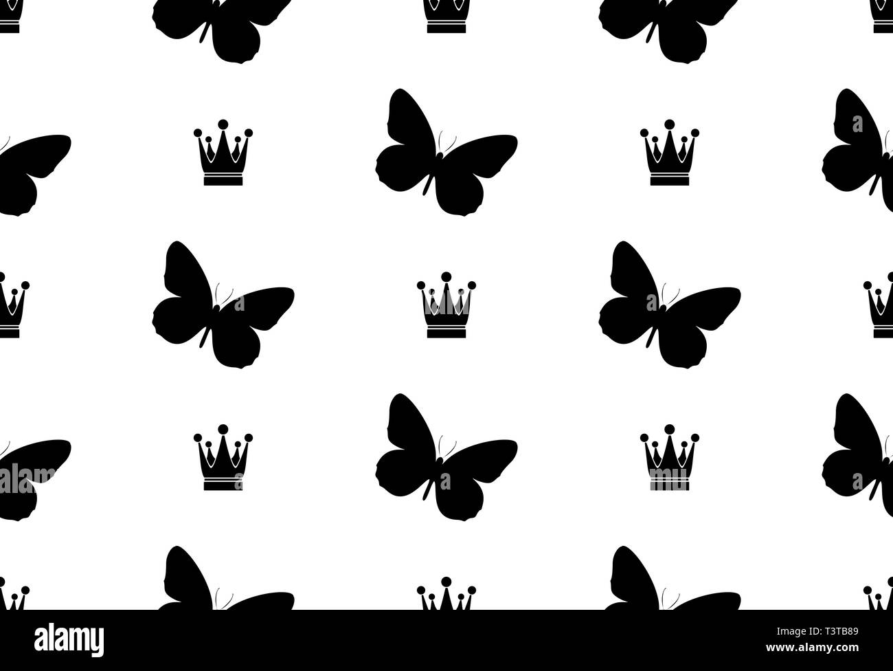 Seamless pattern with butterflies. Abstract background with butterflies. Crown, vip, glamor Stock Vector