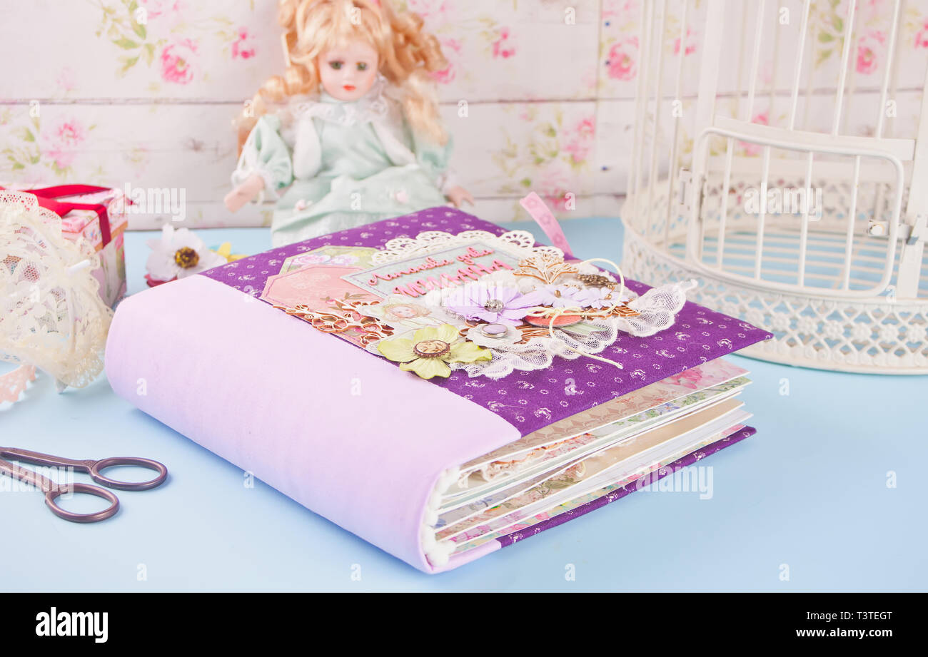 Scrapbooking Album In Chebbi Chic Style For Baby Handmade Stock Photo Alamy Scrapbooking Album In Chebbi Chic Style For Baby Handmade Stock Photo Alamy