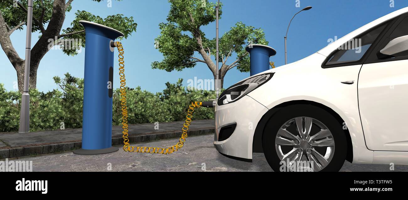 Electric Vehicle Charging Station Power supply for electric car charging. Electric car