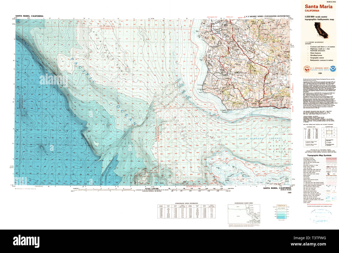Map Of Santa Maria Area - Usgs Topo Map California Ca Santa Maria 299883 1989 250000 Restoration T3TFWG
