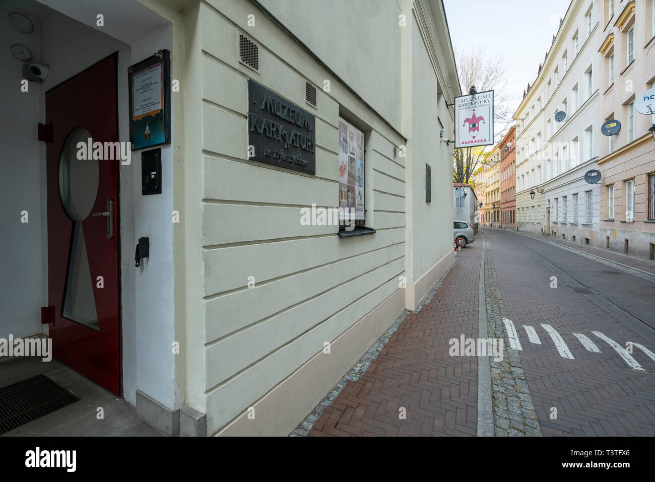 Warsaw, Poland. April, 2019.   A view of the  Museum of Caricature E. Lipiński in Stock Photo