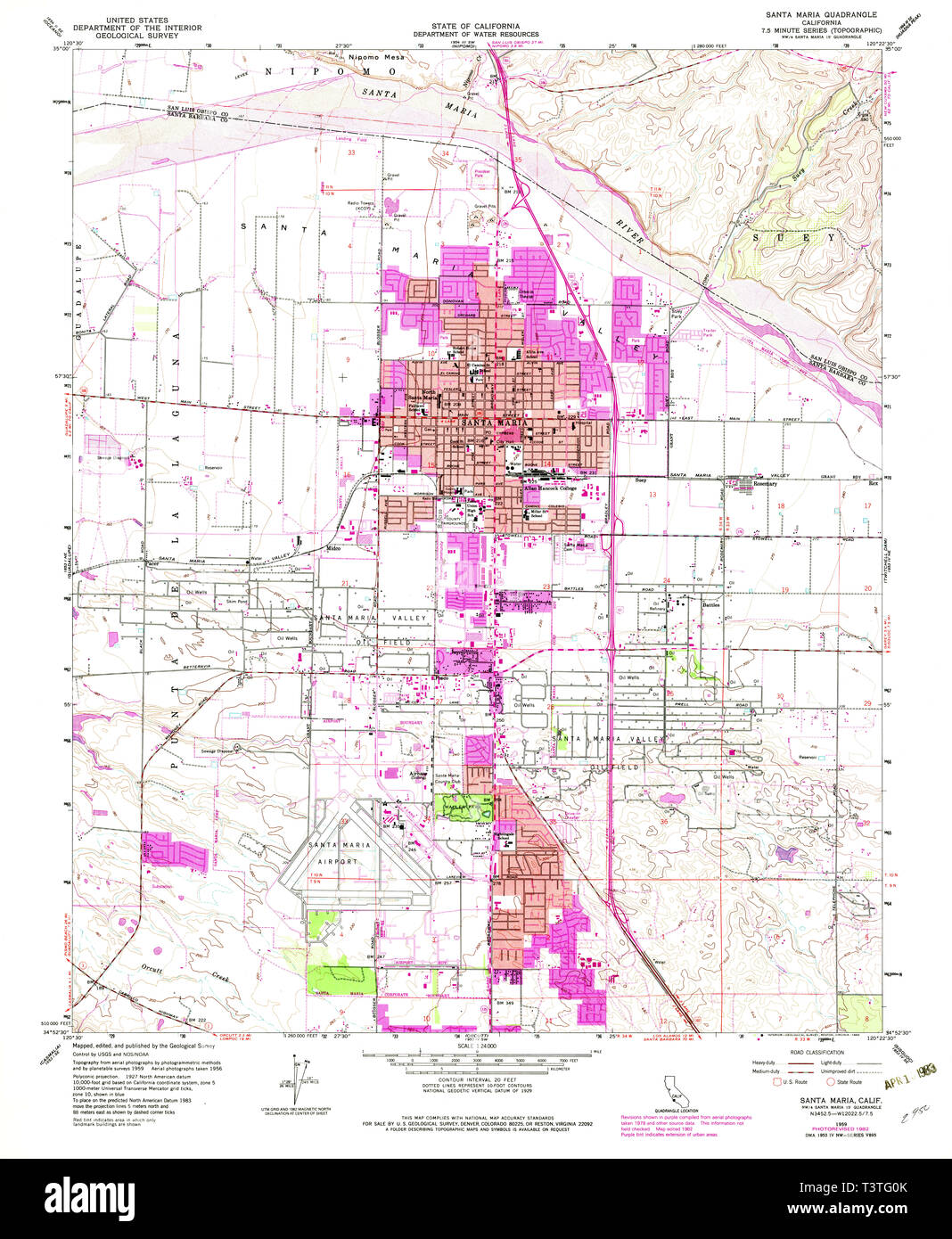 Map of santa maria california hi res - Usgs Topo Map California Ca Santa Maria 300274 1959 24000 Restoration T3TG0K