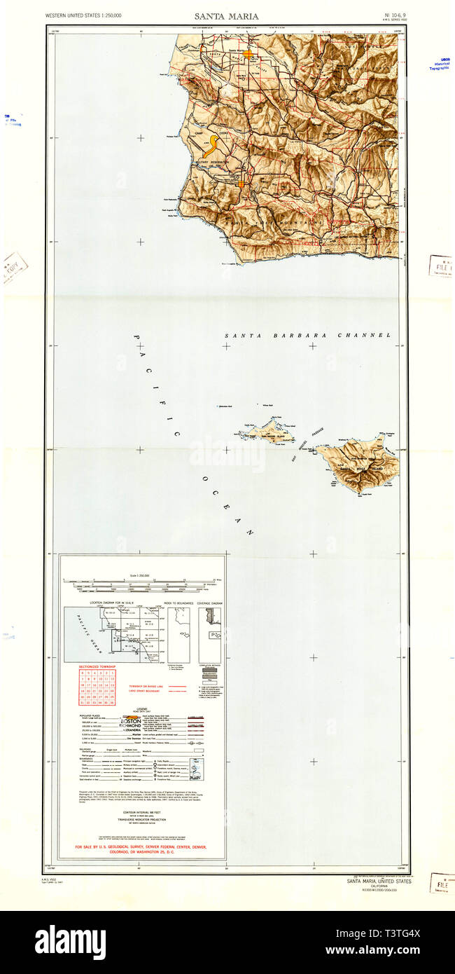 Map of santa maria california hi res - Usgs Topo Map California Ca Santa Maria 302147 1948 250000 Restoration T3TG4X