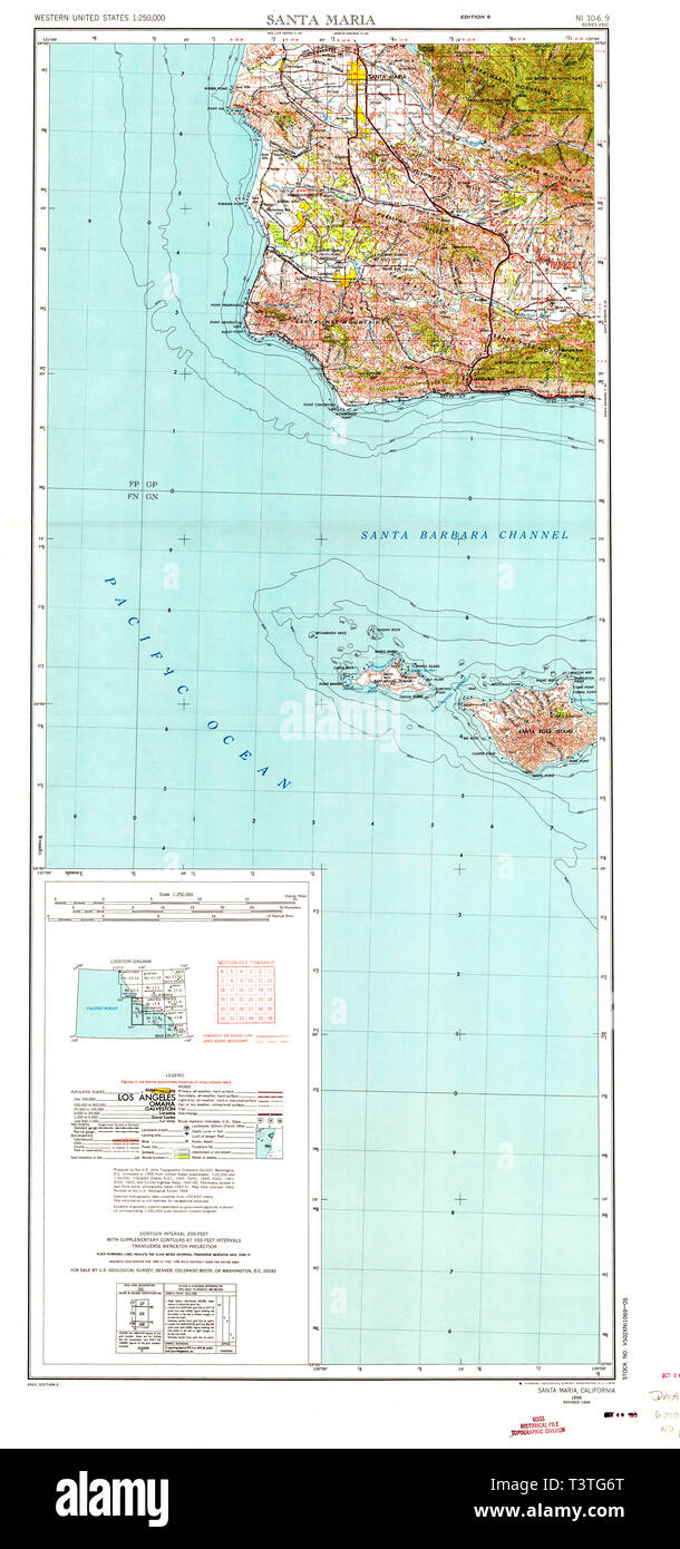 Map of santa maria california hi res - Usgs Topo Map California Ca Santa Maria 302150 1956 250000 Restoration T3TG6T