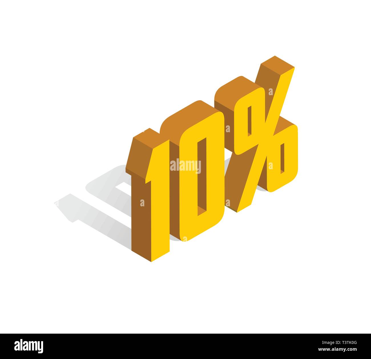 10 Percent Off Sale Golden yellow Object 3D Isolated On White