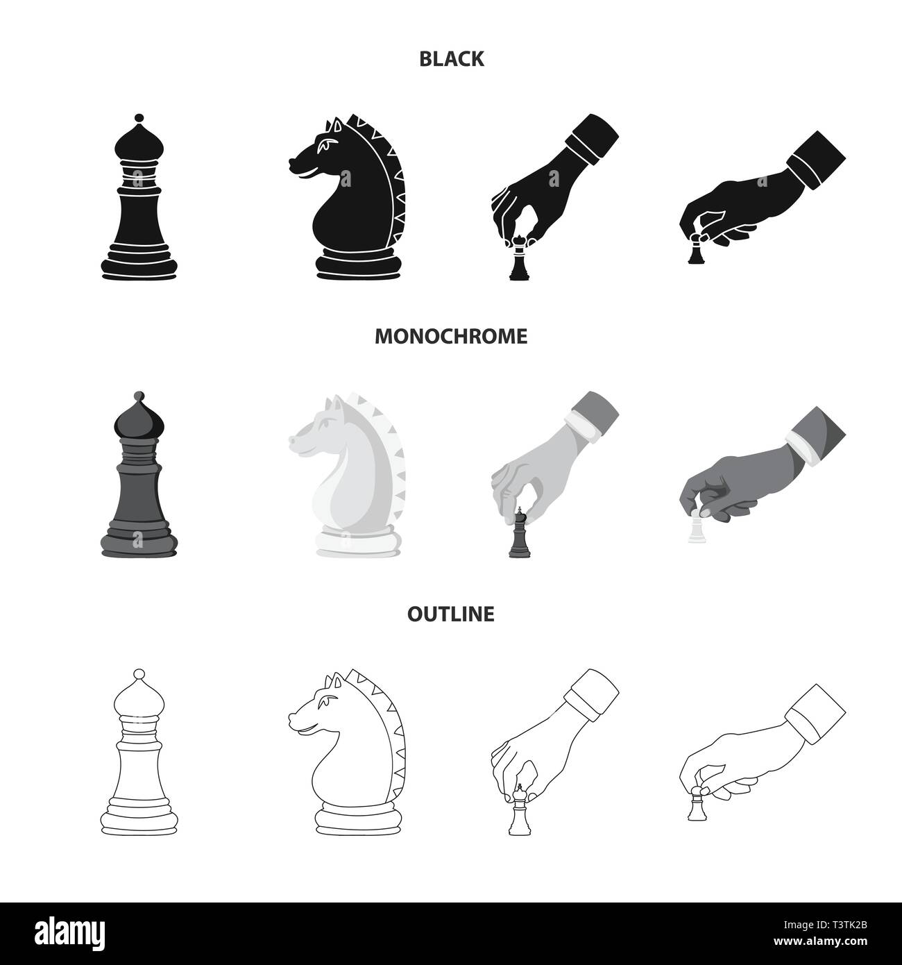 Vector design of checkmate and thin symbol. Set of checkmate and target