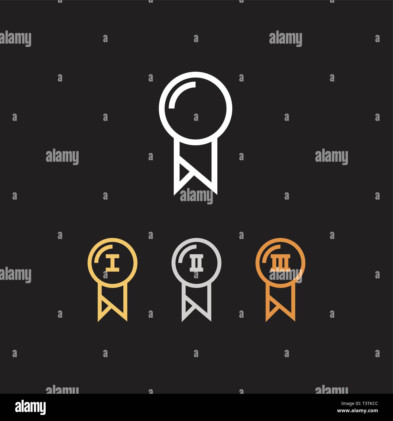 Winner badge isolated icons set. Victory, number one symbol for your ...