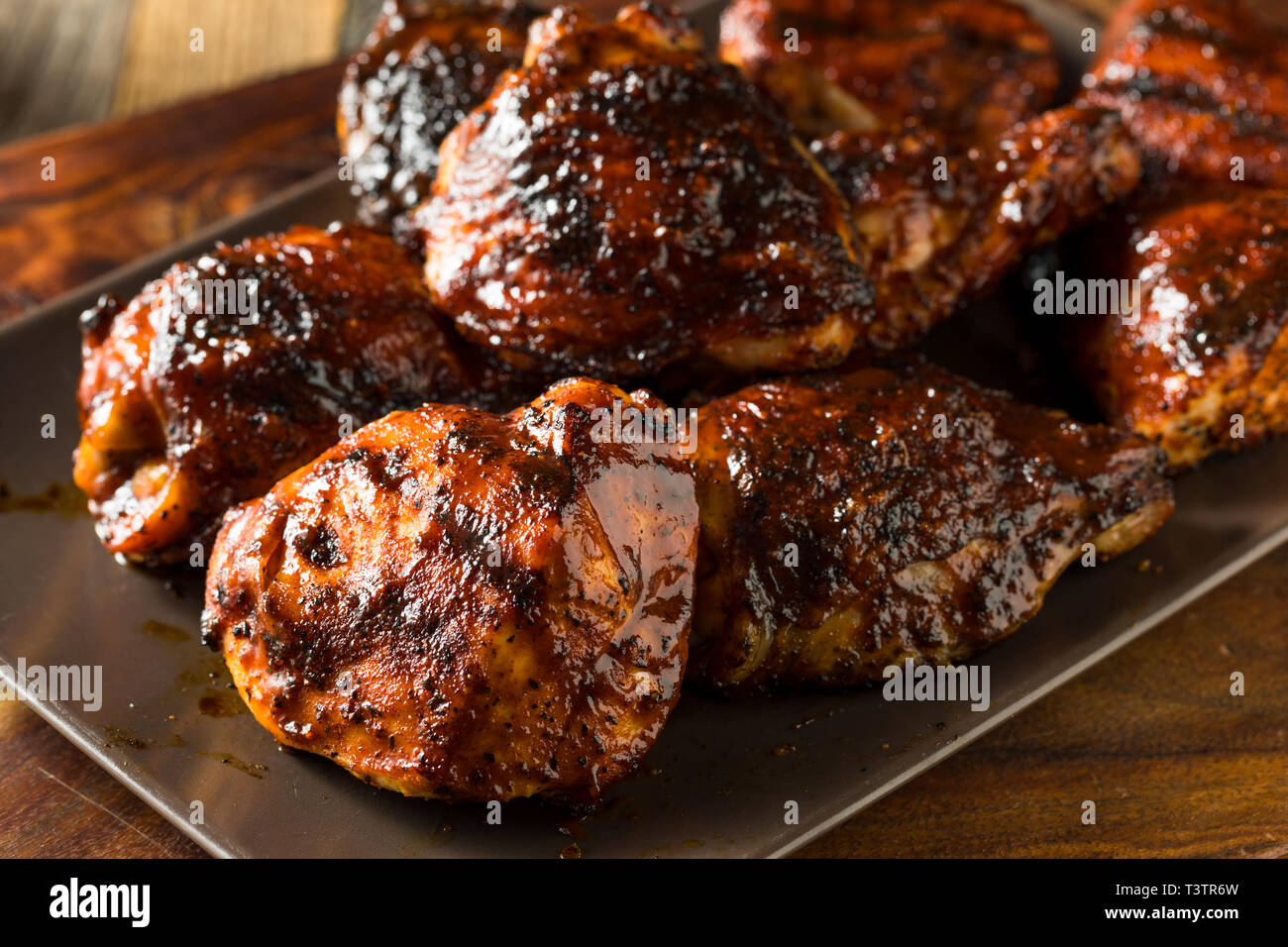 Homemade Grilled Barbecue Chicken Thighs Ready to Eat Stock Photo Alamy