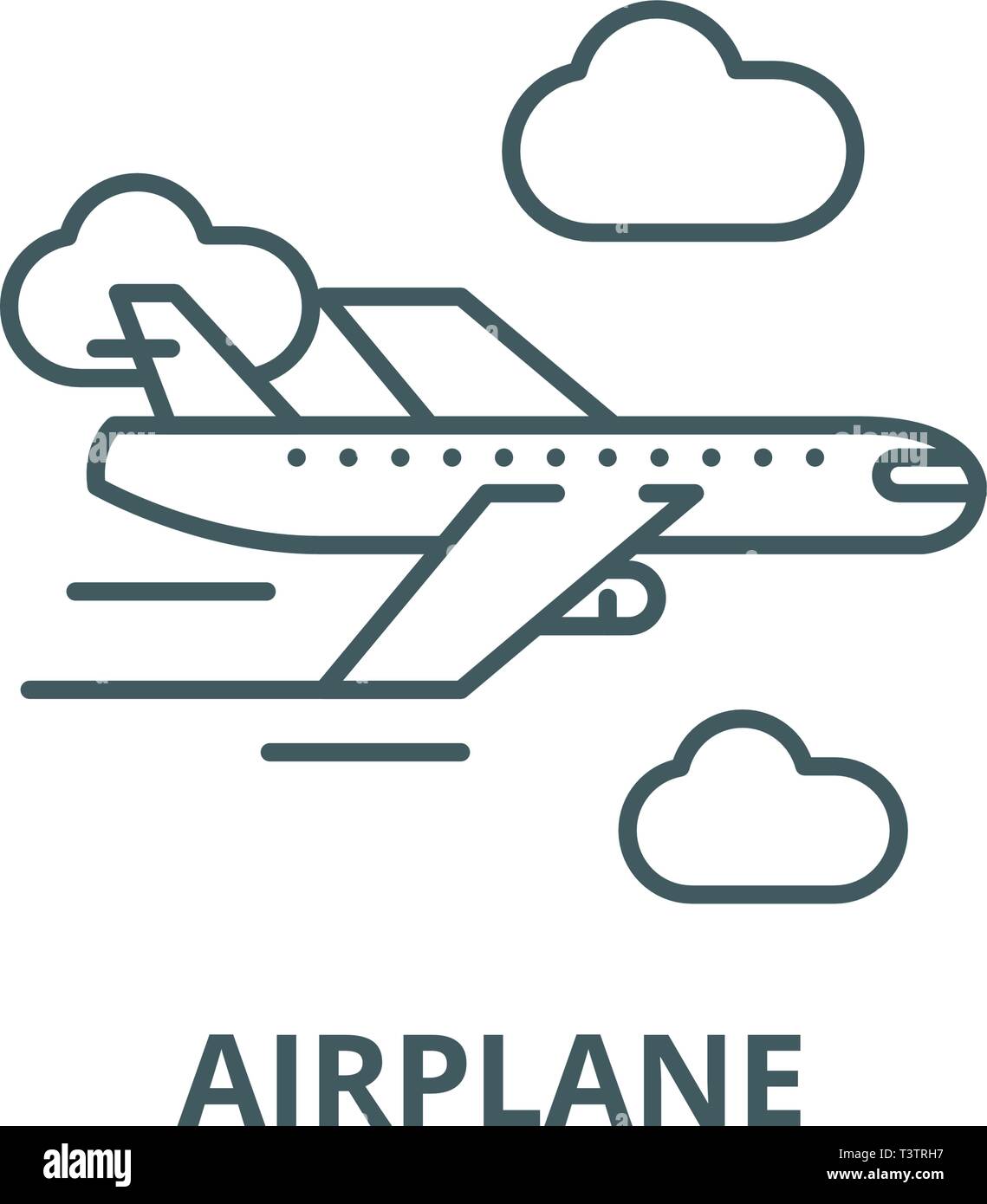Airplane line icon, vector. Airplane outline sign, concept symbol, flat illustration Stock Vector