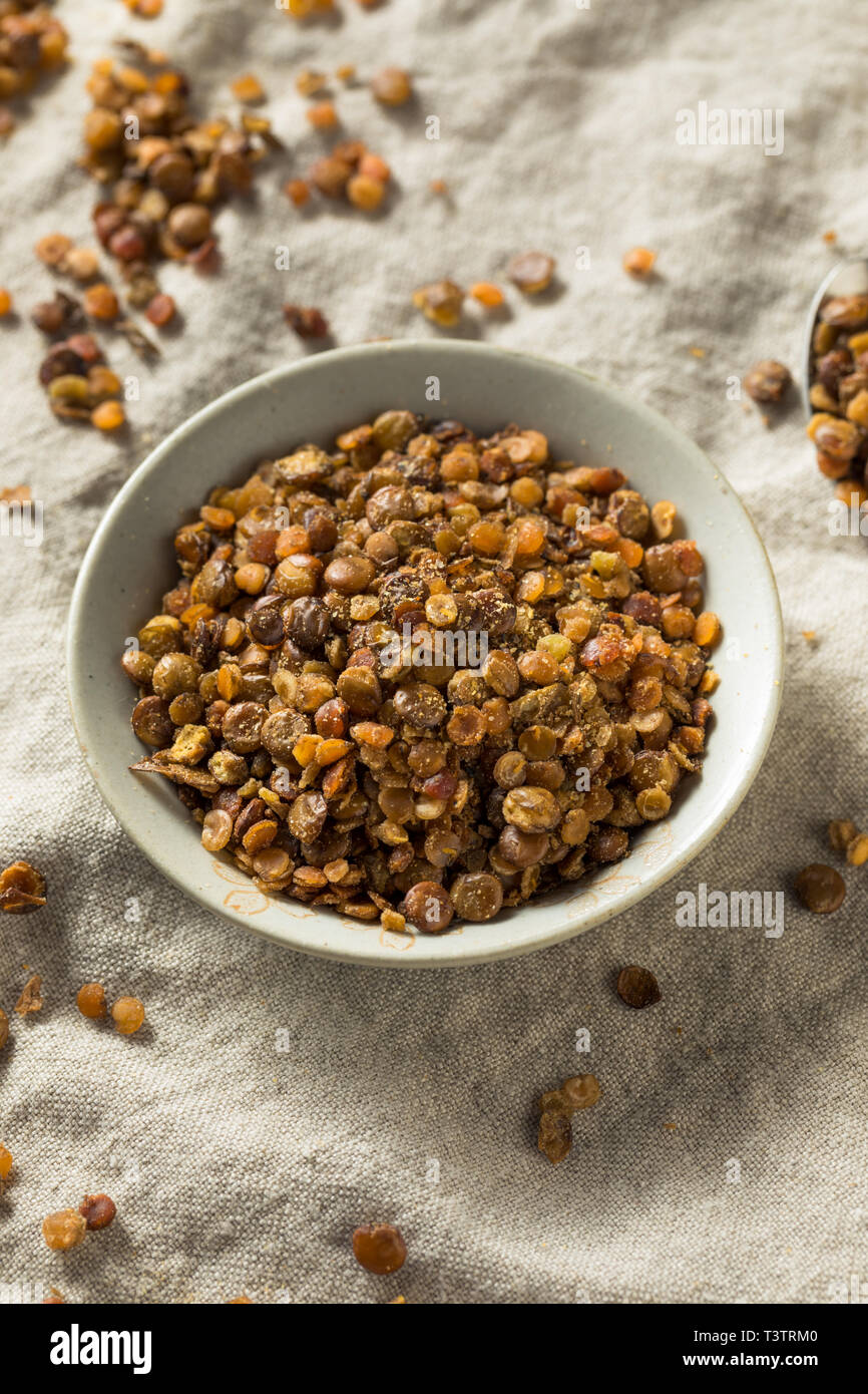 Healthy Homemade Roasted Lentil Snack with Salt and Pepper Stock Photo