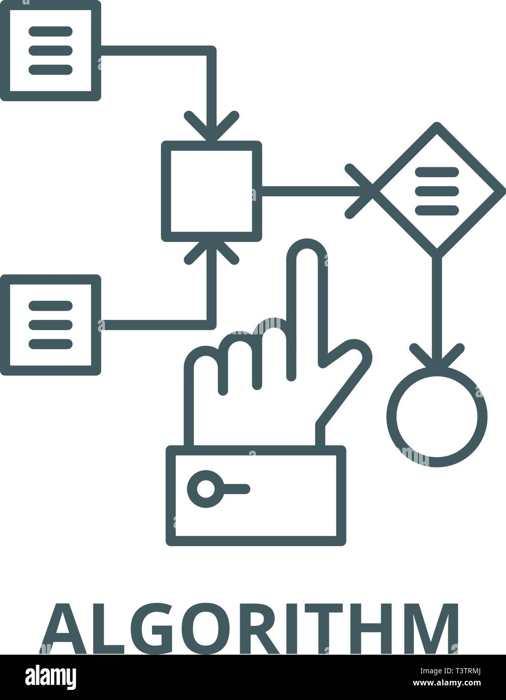 Algorithm line icon, vector. Algorithm outline sign, concept symbol ...