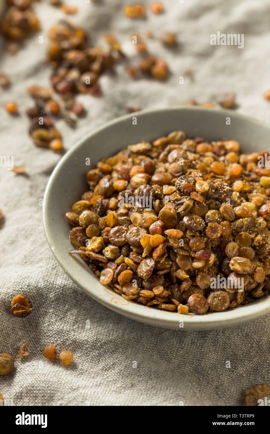 Healthy Homemade Roasted Lentil Snack with Salt and Pepper Stock Photo