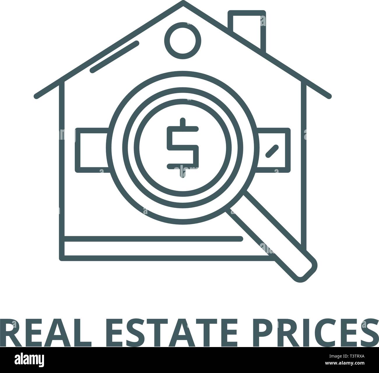 Analysis of real estate prices line icon, vector. Analysis of real