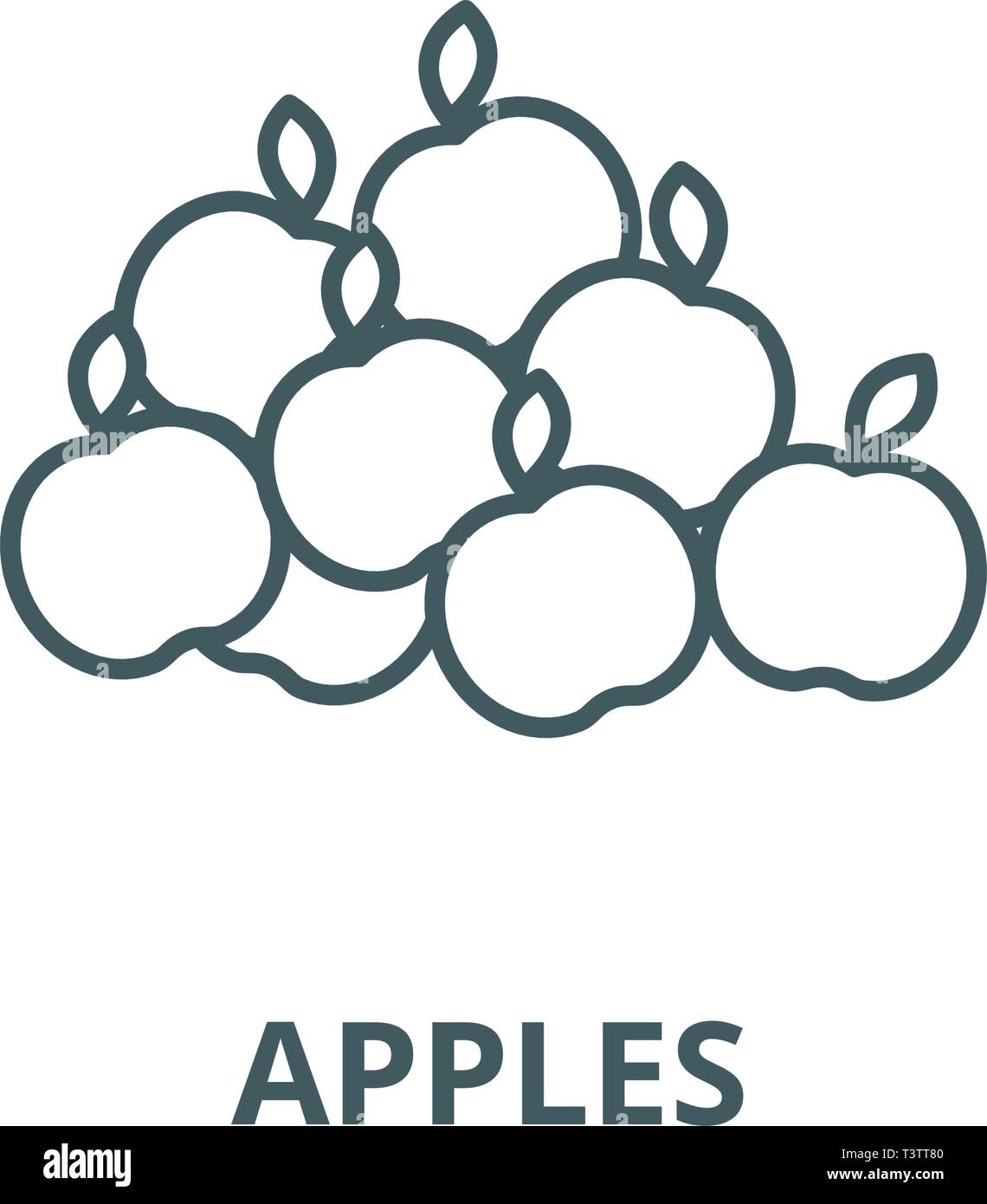 Apples line icon, vector. Apples outline sign, concept symbol, flat ...