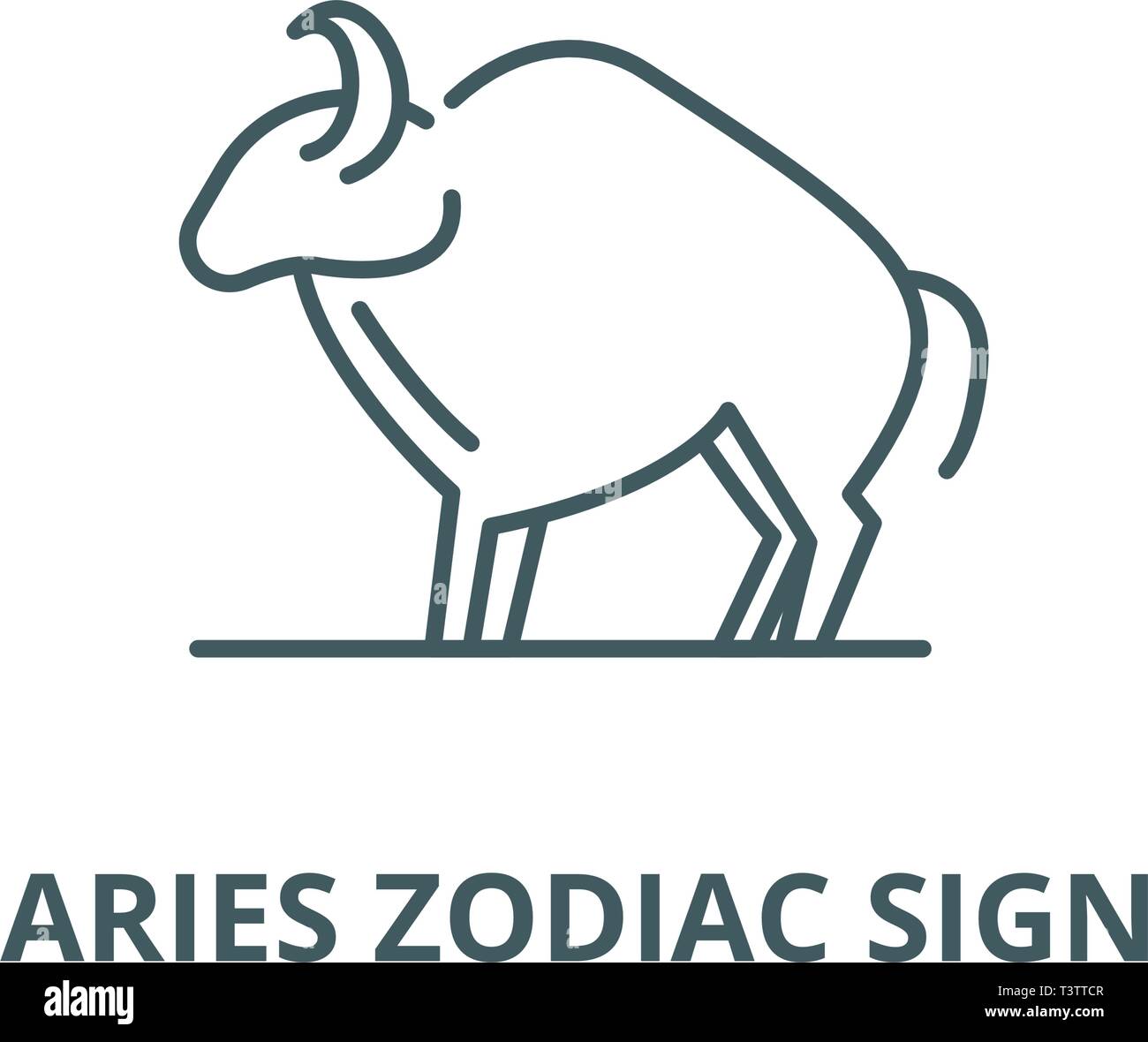 Aries zodiac sign line icon, vector. Aries zodiac sign outline sign ...