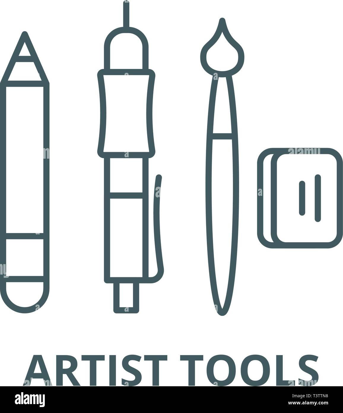 Artist tools line icon, vector. Artist tools outline sign, concept