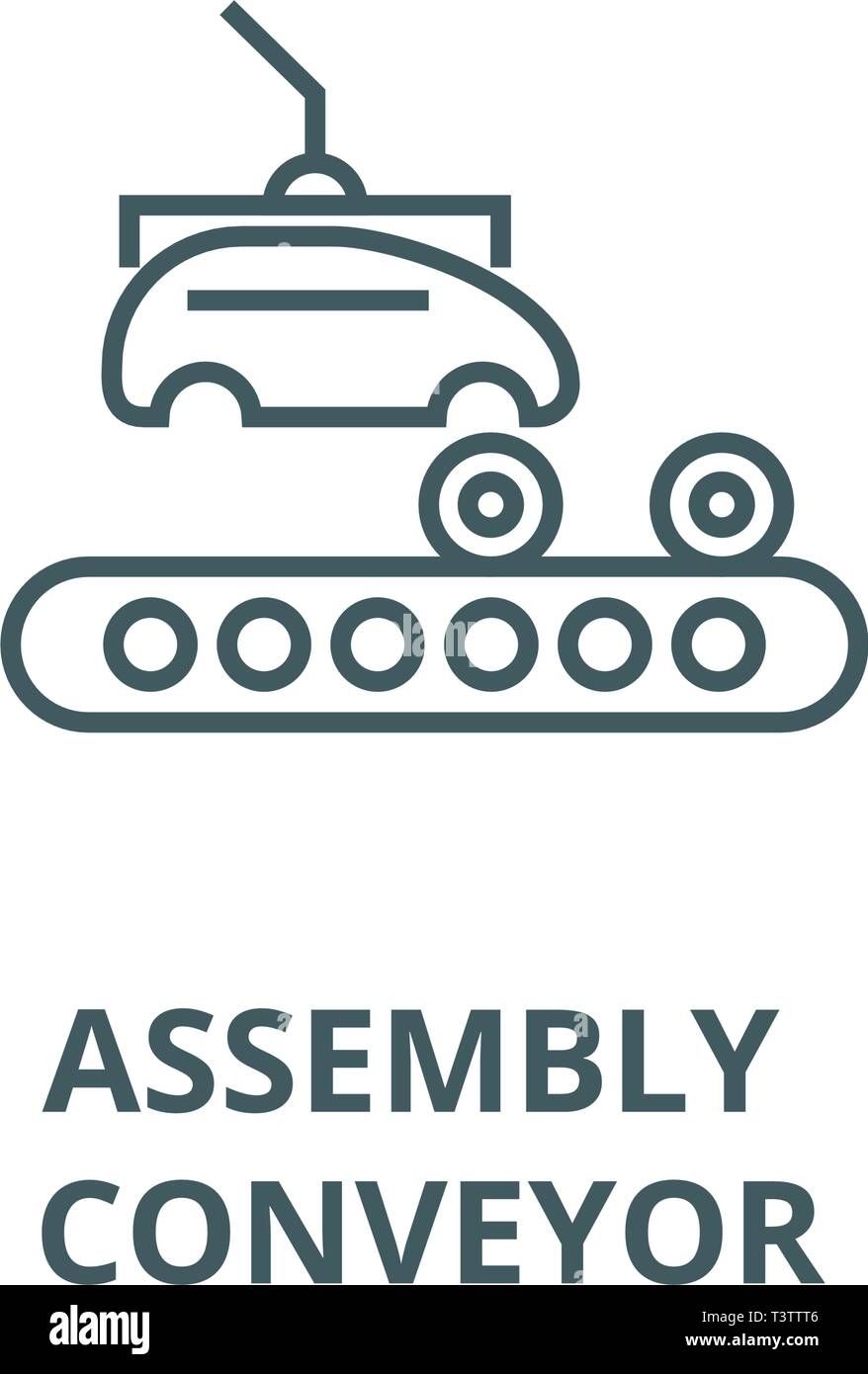 Assembly car, conveyor line icon, vector. Assembly car, conveyor ...
