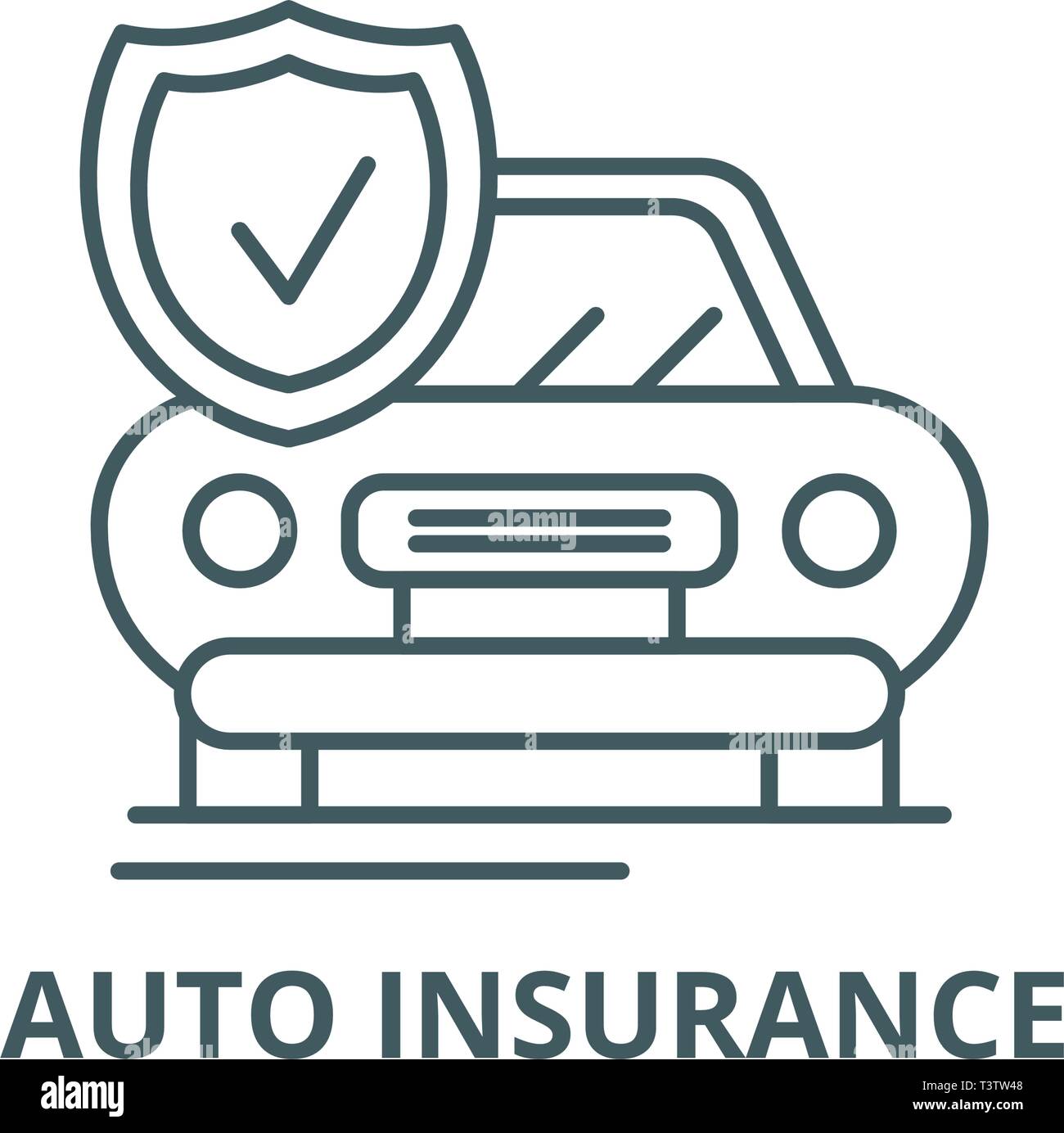 Auto insurance line icon, vector. Auto insurance outline sign, concept