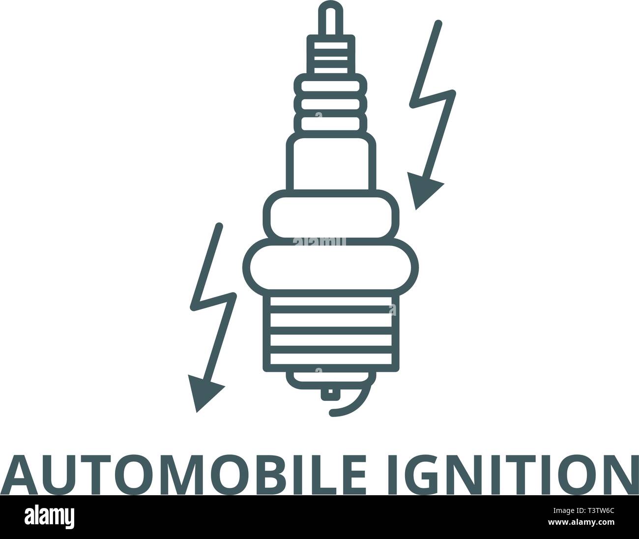 Automobile ignition line icon, vector. Automobile ignition outline sign