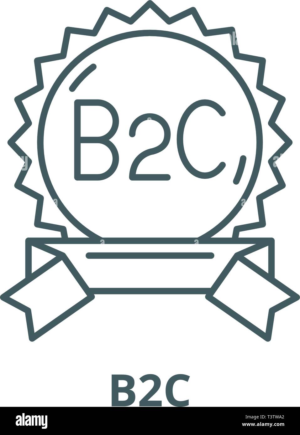 B2c line icon, vector. B2c outline sign, concept symbol, flat