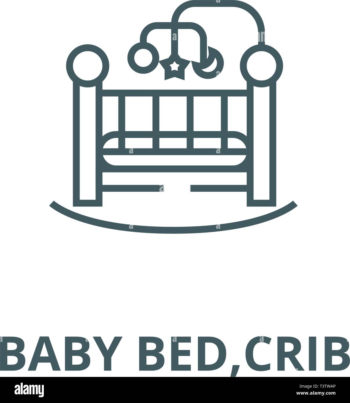 Baby bed,crib line icon, vector. Baby bed,crib outline sign, concept