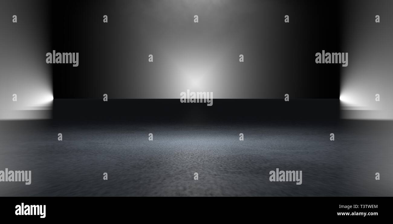 3d rendering of a dark scene with futuristic lights abstract Stock ...