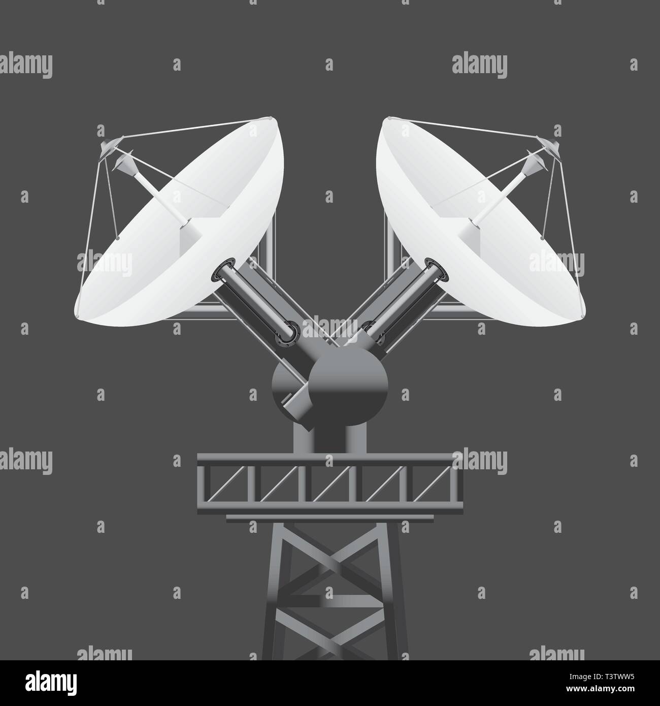 Realistic 3d Satellite dish isolated. Vector illustration. Stock Vector