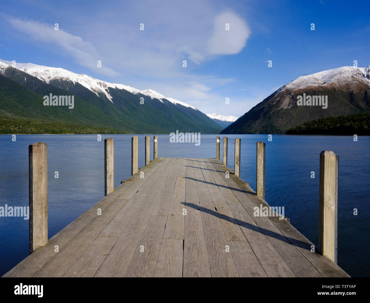 New Zealand, South Island, Nelson Lakes National Park. The jetty at