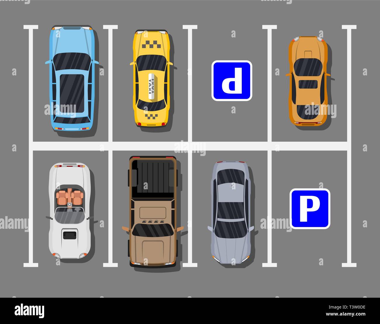 Parking lot full cars Stock Vector Images Alamy