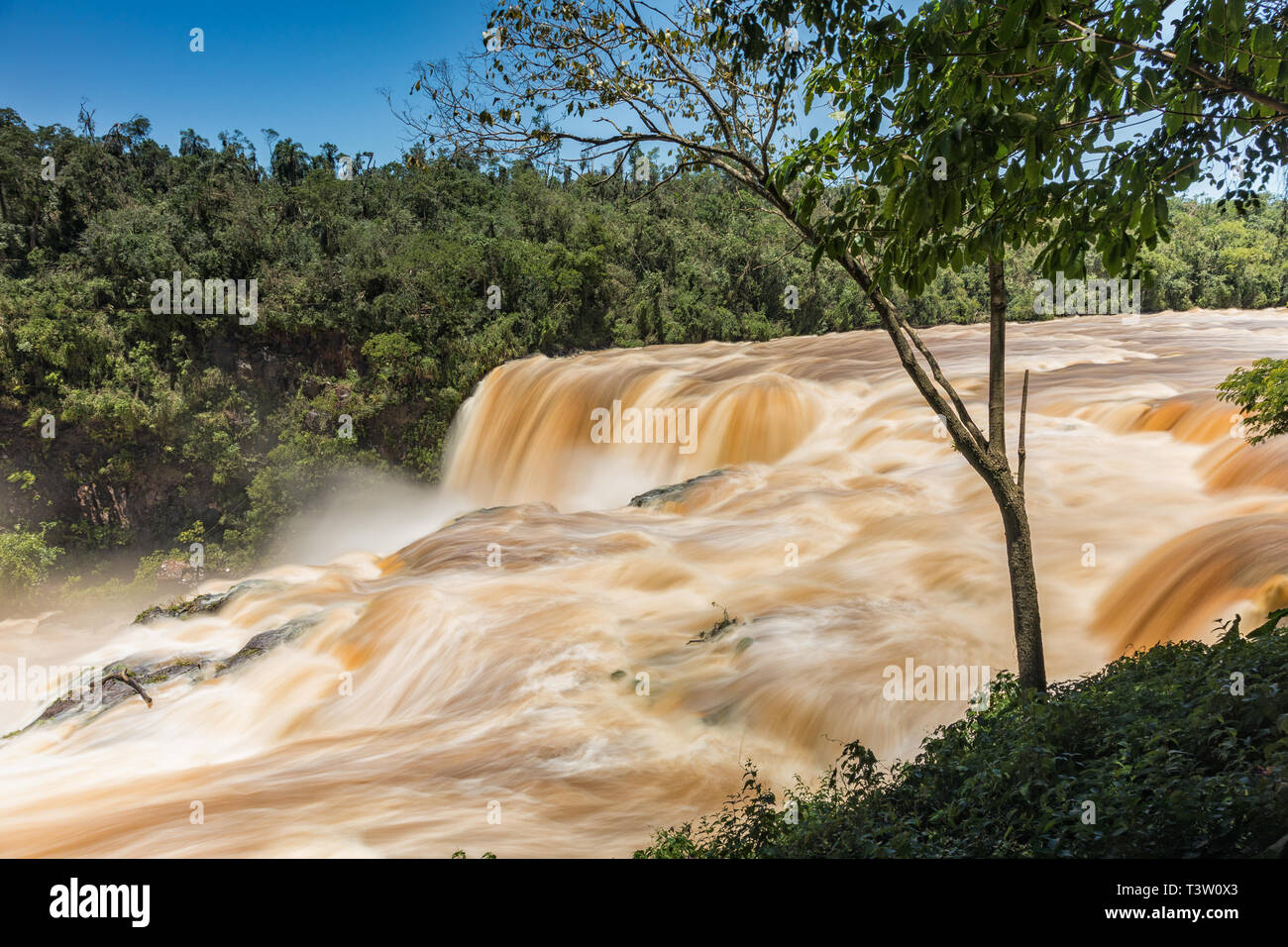 The Saltos del Monday near the city Ciudad del Este in Paraguay Stock Photo