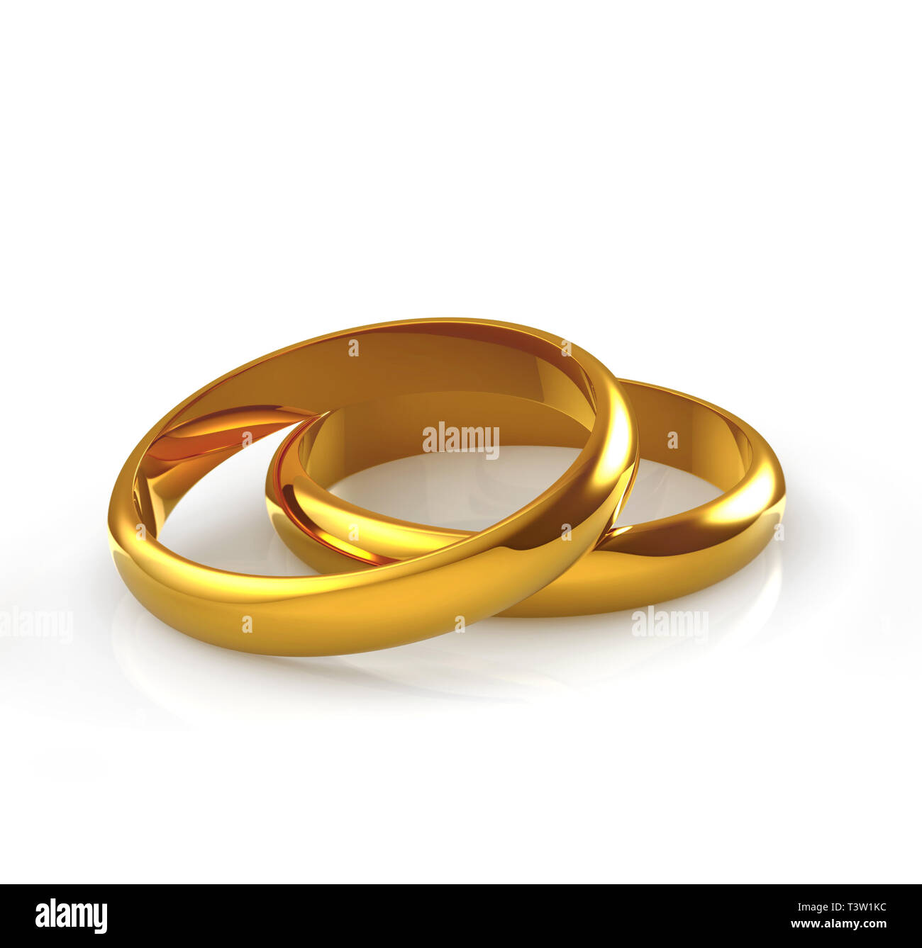 wedding gold rings on white background Stock Photo