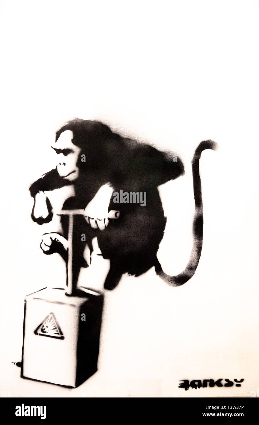 Banksy monkey detonator / chimp Stock Photo