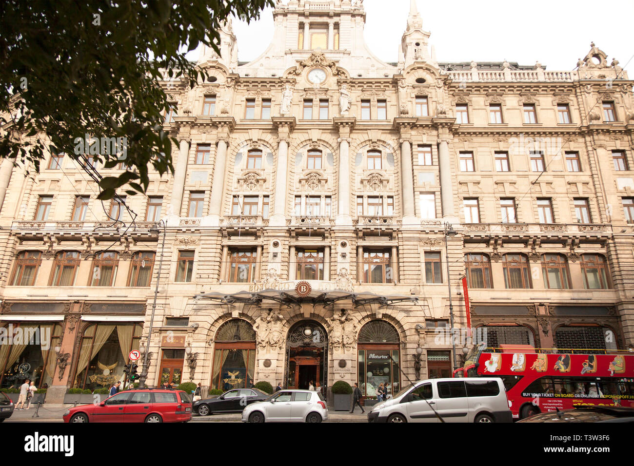 BUDAPEST, HUNGARY - SEPTEMBER 20, 2017: Boscolo Hotel iin Budapest, Hungary.This luxe, baroque-style hotel is 17 minutes' walk from the Hungarian Stat Stock Photo