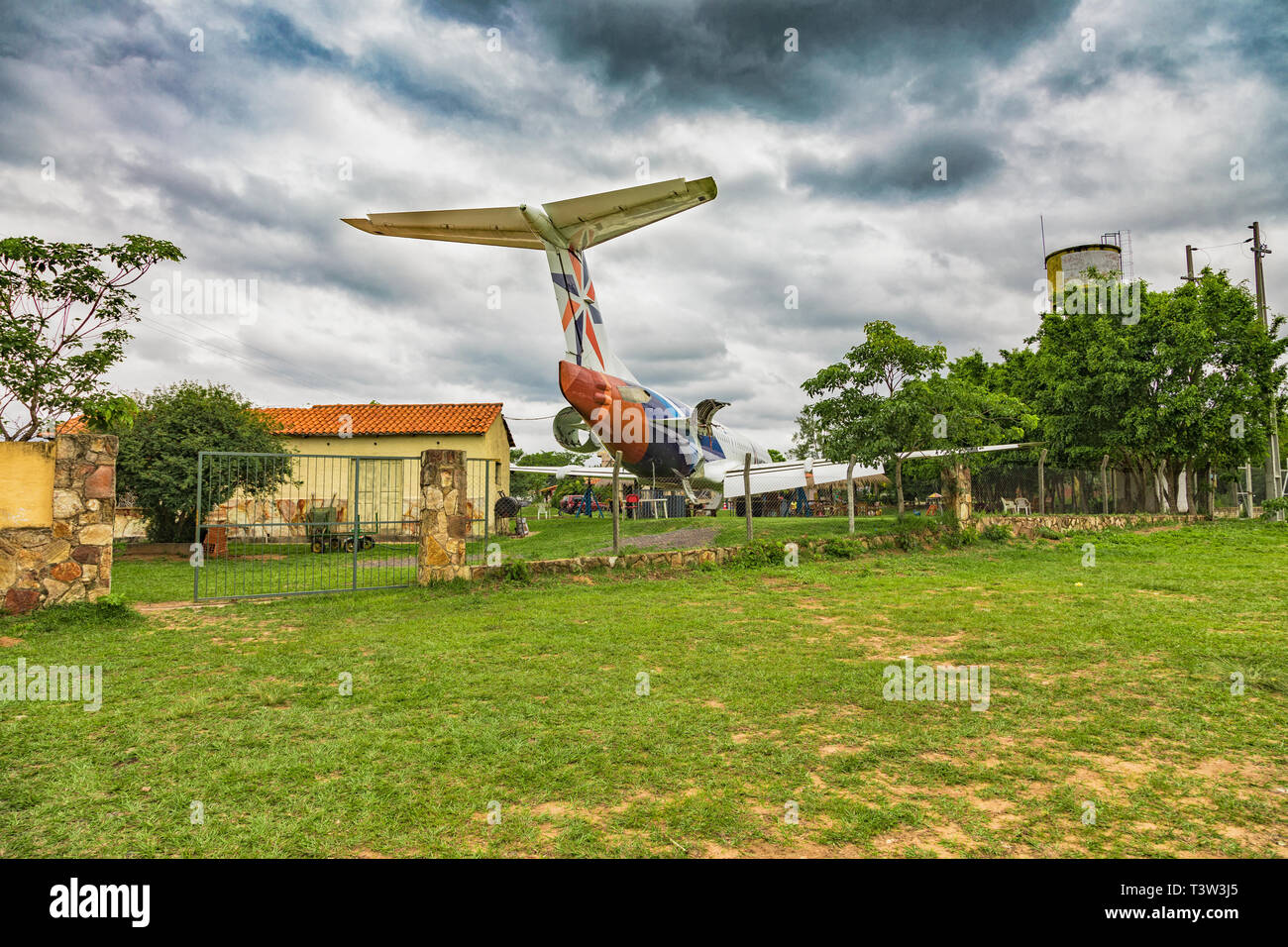 Discarded airplane on a private property in Paraguay. Stock Photo