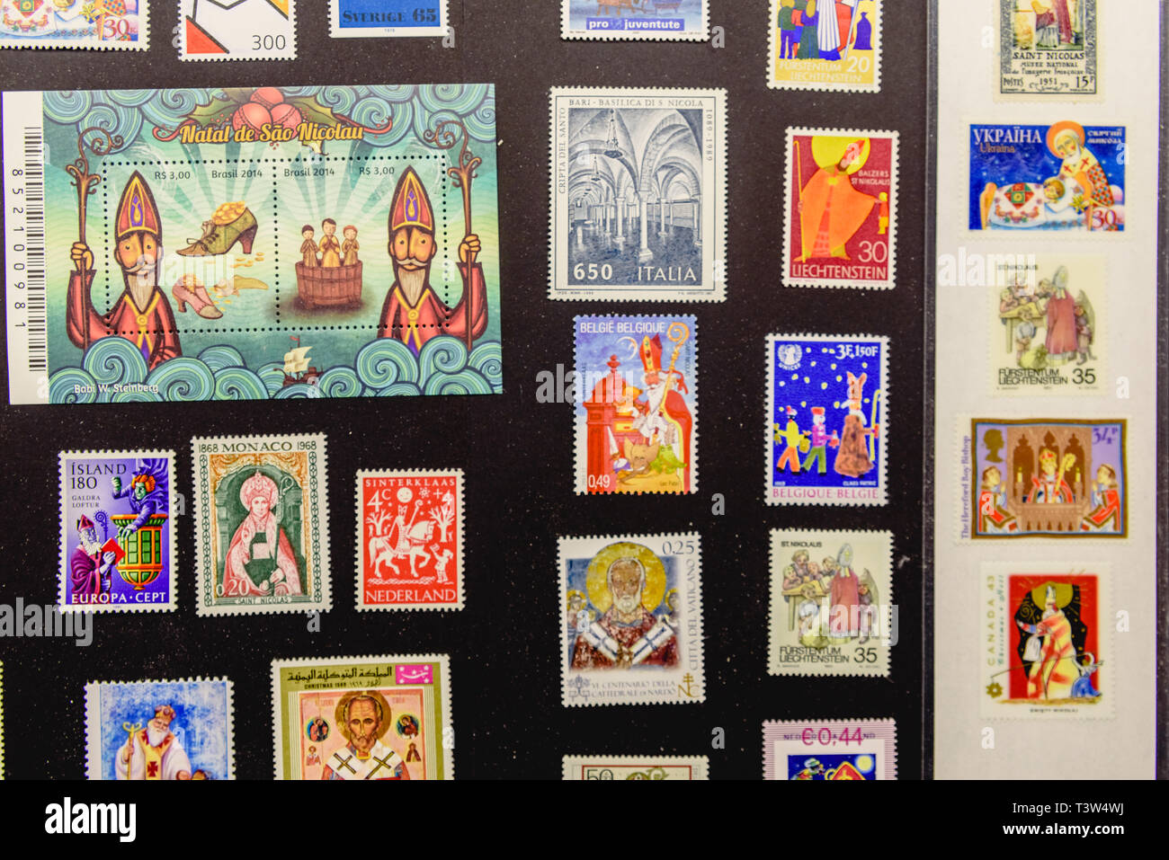 Postage Stamps Christmas 2019 Bari, Italy March 8, 2019: Collection of stamps with Christmas Postage Stamps Christmas 2019 Bari, Italy March 8, 2019: Collection of stamps with Christmas