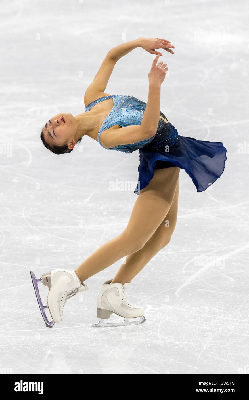 Kaori Sakamoto (JPN) competing in the Figure Skating - Ladies' Short at the Olympic Winter Games PyeongChang 2018 Stock Photo