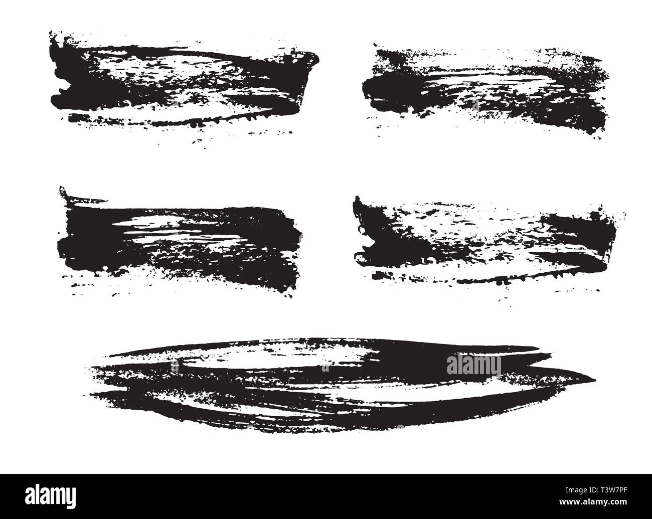 Brush strokes Set hand drawn grunge texture vector illustration ...