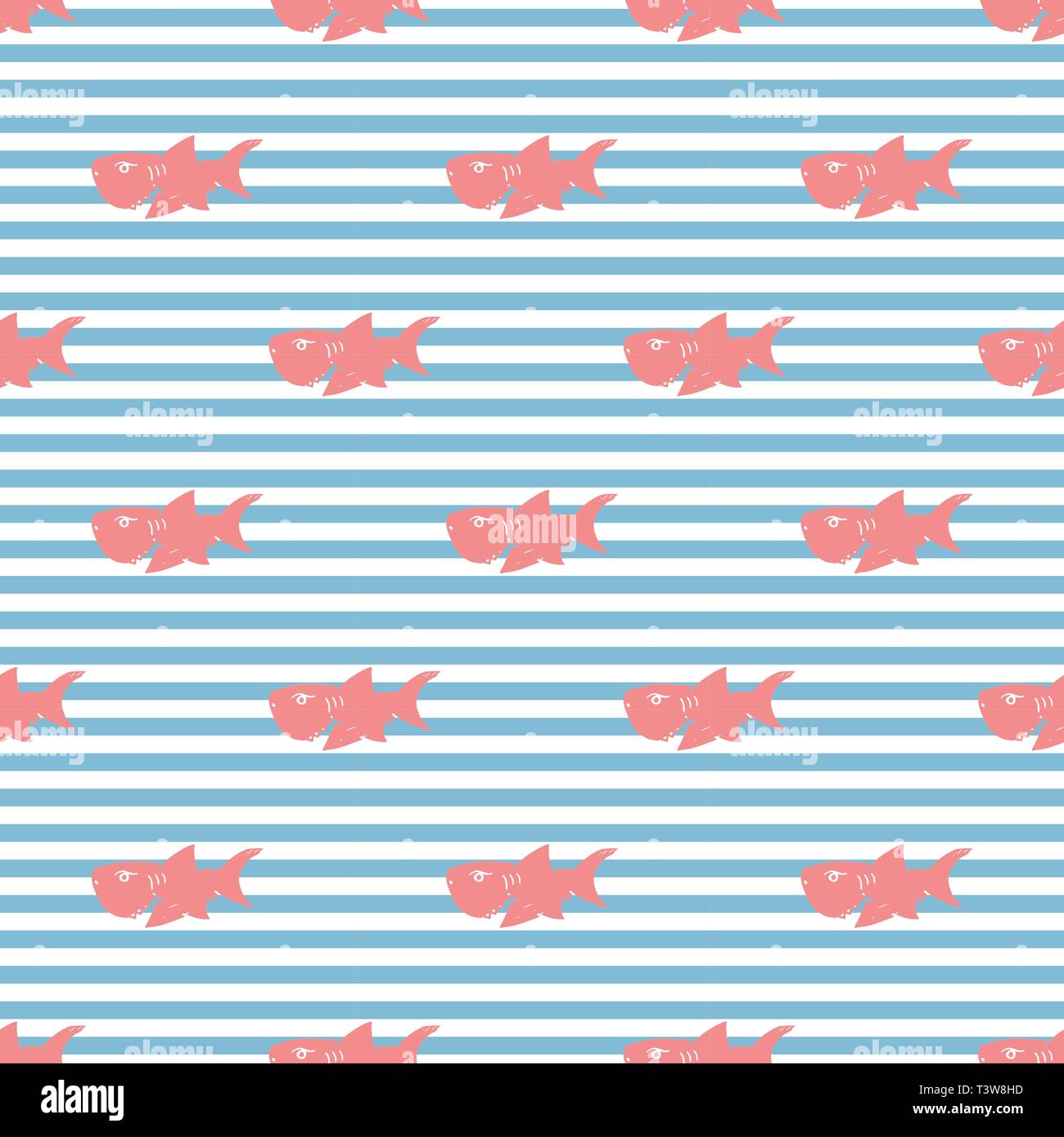 Shark seamless pattern, Hand drawn sketched doodle shark, vector ...