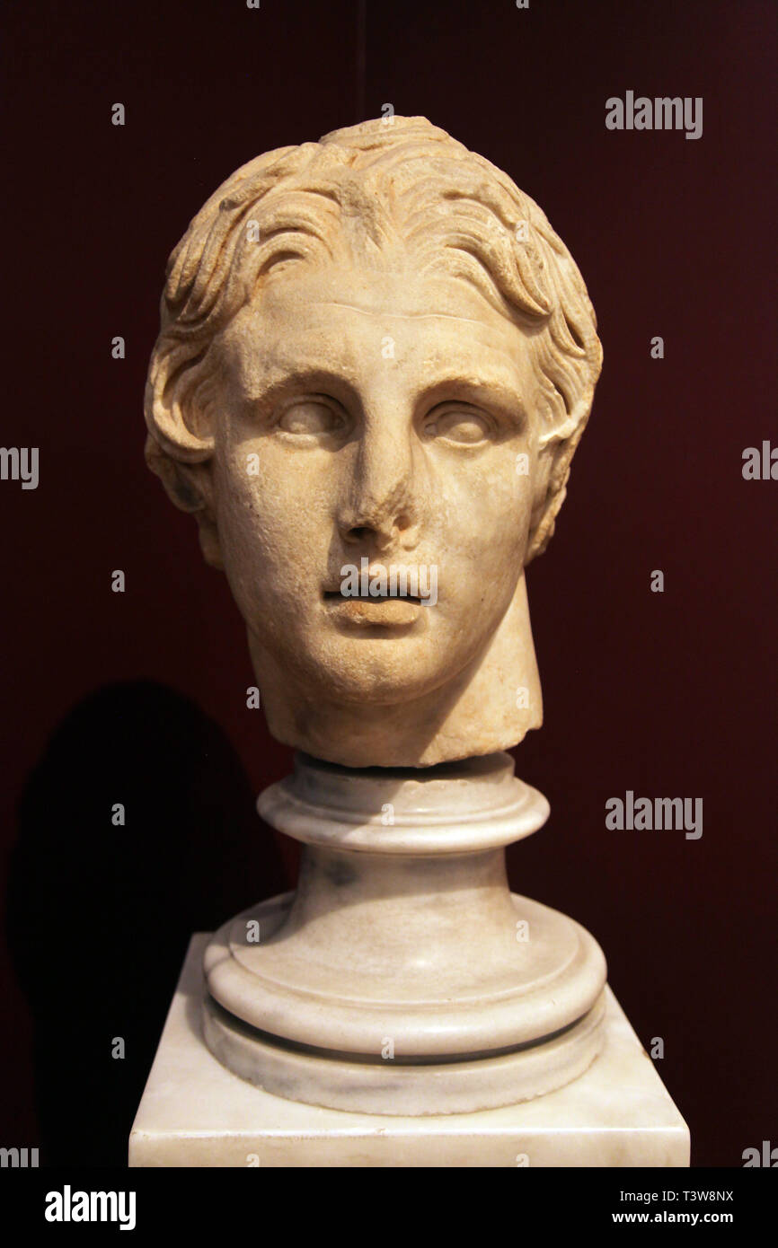 Head of Alexander the Great at Istanbul Archeology Museum in Istanbul, Turkey. Museum have over