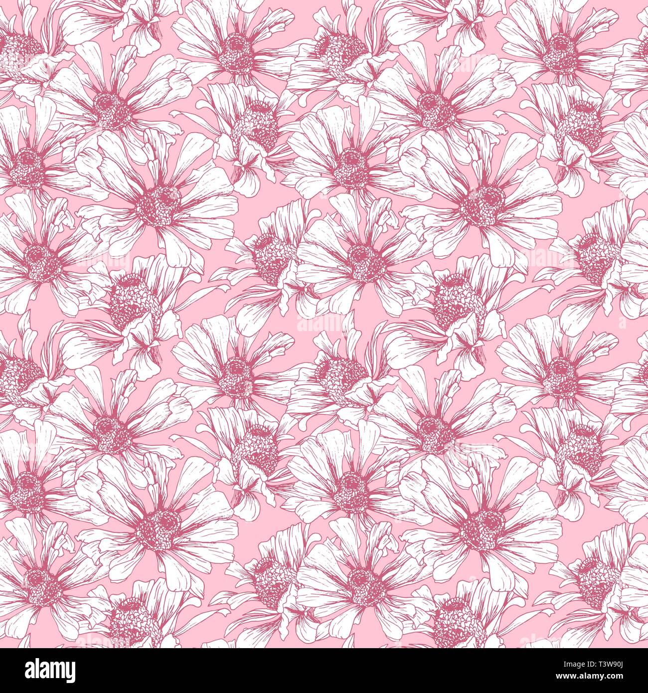 Romantic Pink Seamless Pattern for Valentines Day Holiday Wrapping Paper  Design. Vector Feminine Floral Wallpaper Template with Helenium Autumnale  Flower Stock Vector Image & Art - Alamy