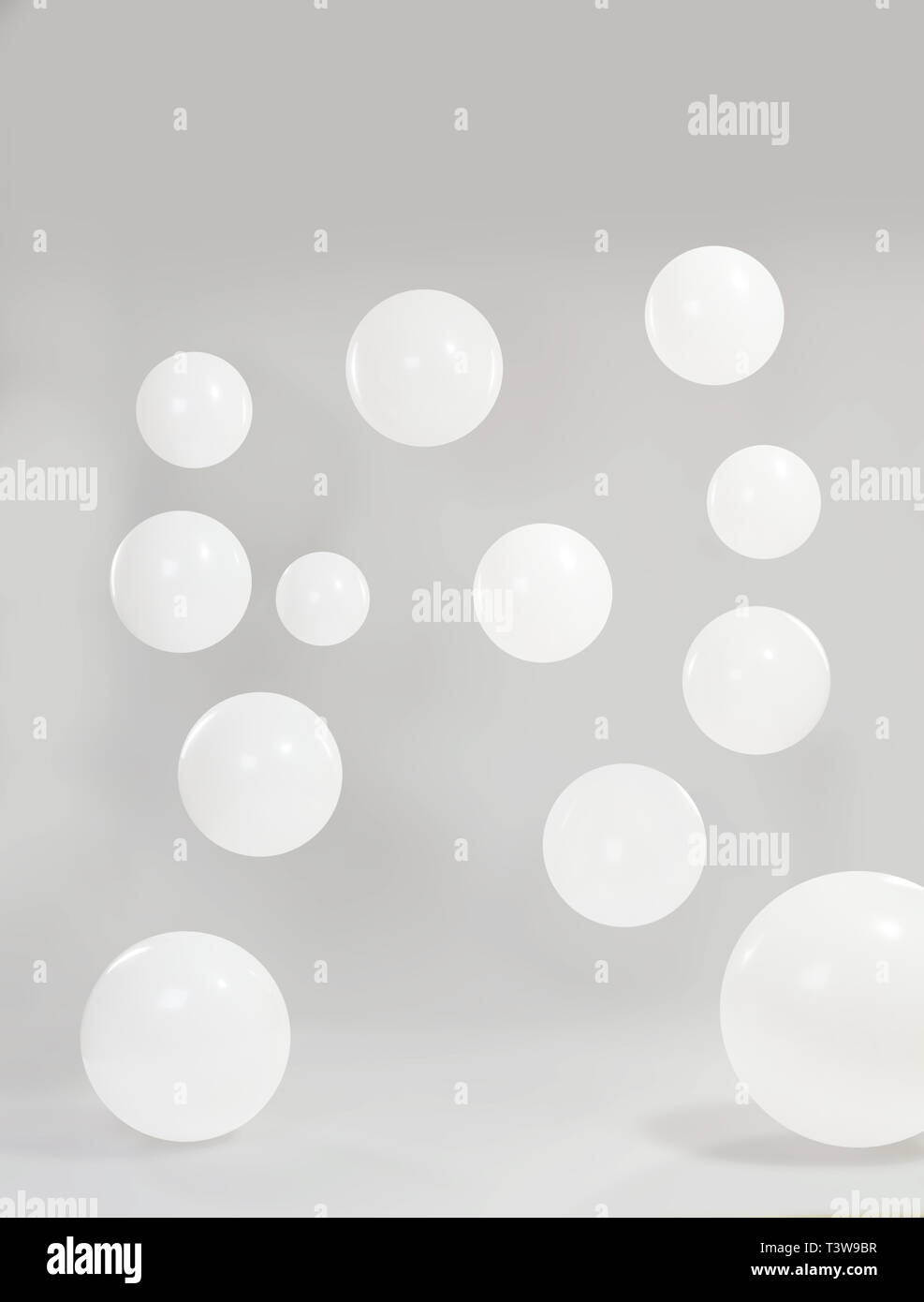 White balloons for a party on a gray background Stock Photo