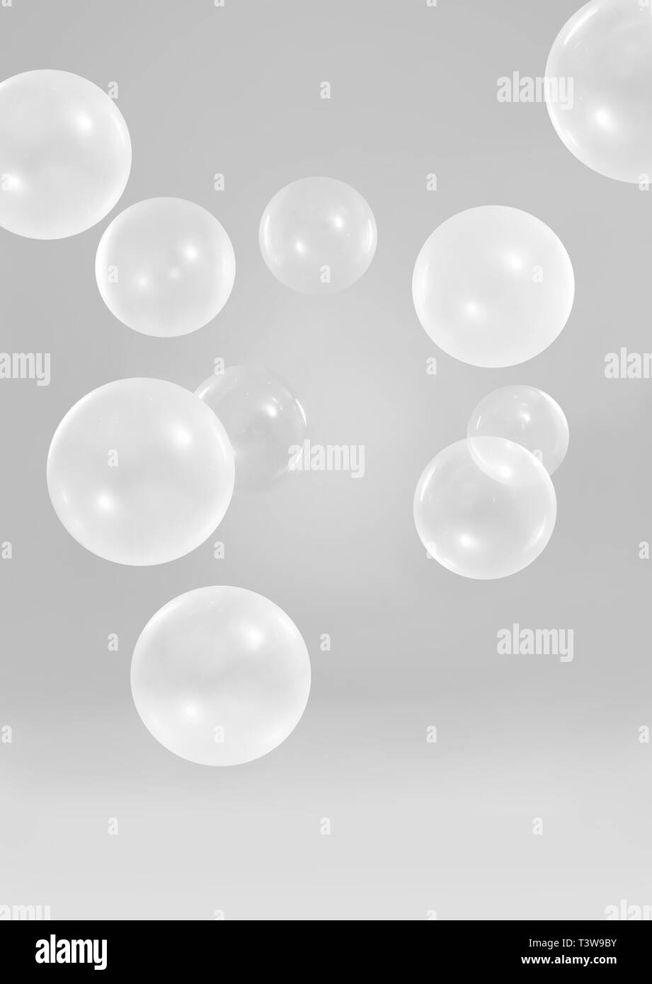 Beautiful white balloons with soft gray background Stock Photo