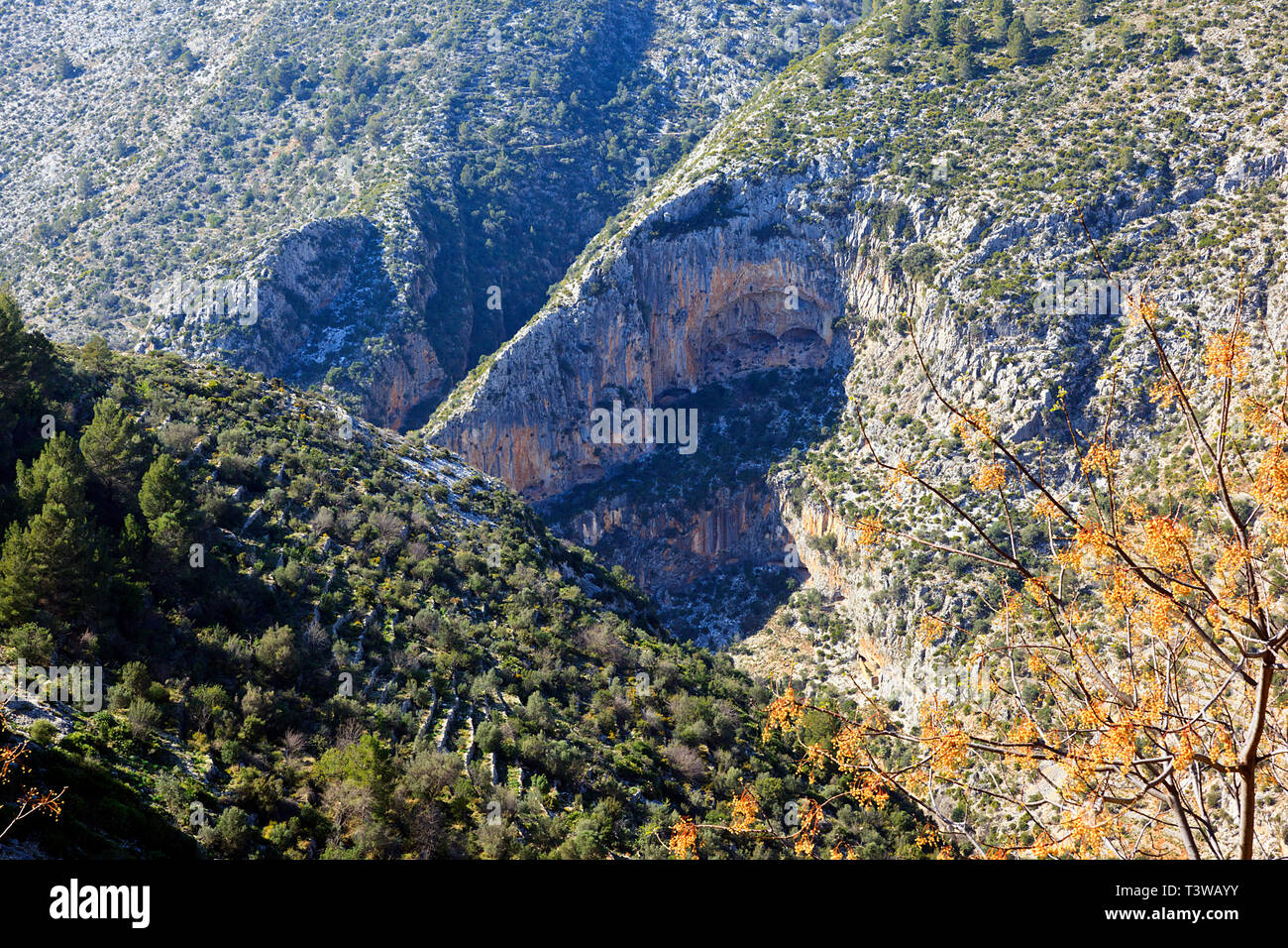 Caves in La Vall de Laguar in the Marina Alta of the Province of Alicante, Spain Stock Photo