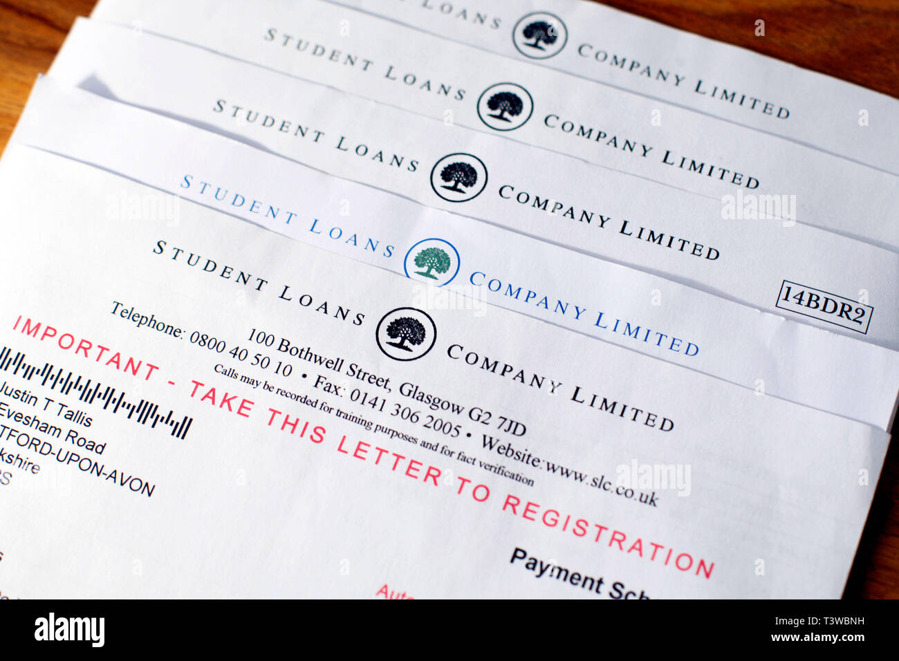 Student Loan payment of financial support letter pictured in Newport, South Wales. 04.11.2010. Stock Photo