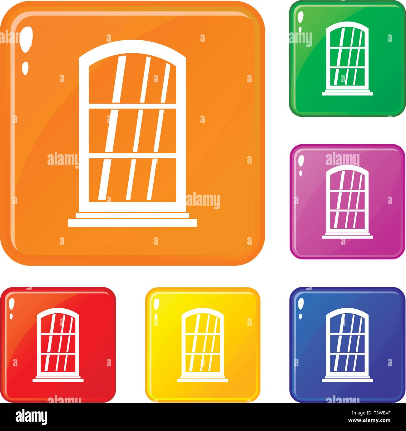 White narrow window icons set vector color Stock Vector Image & Art - Alamy