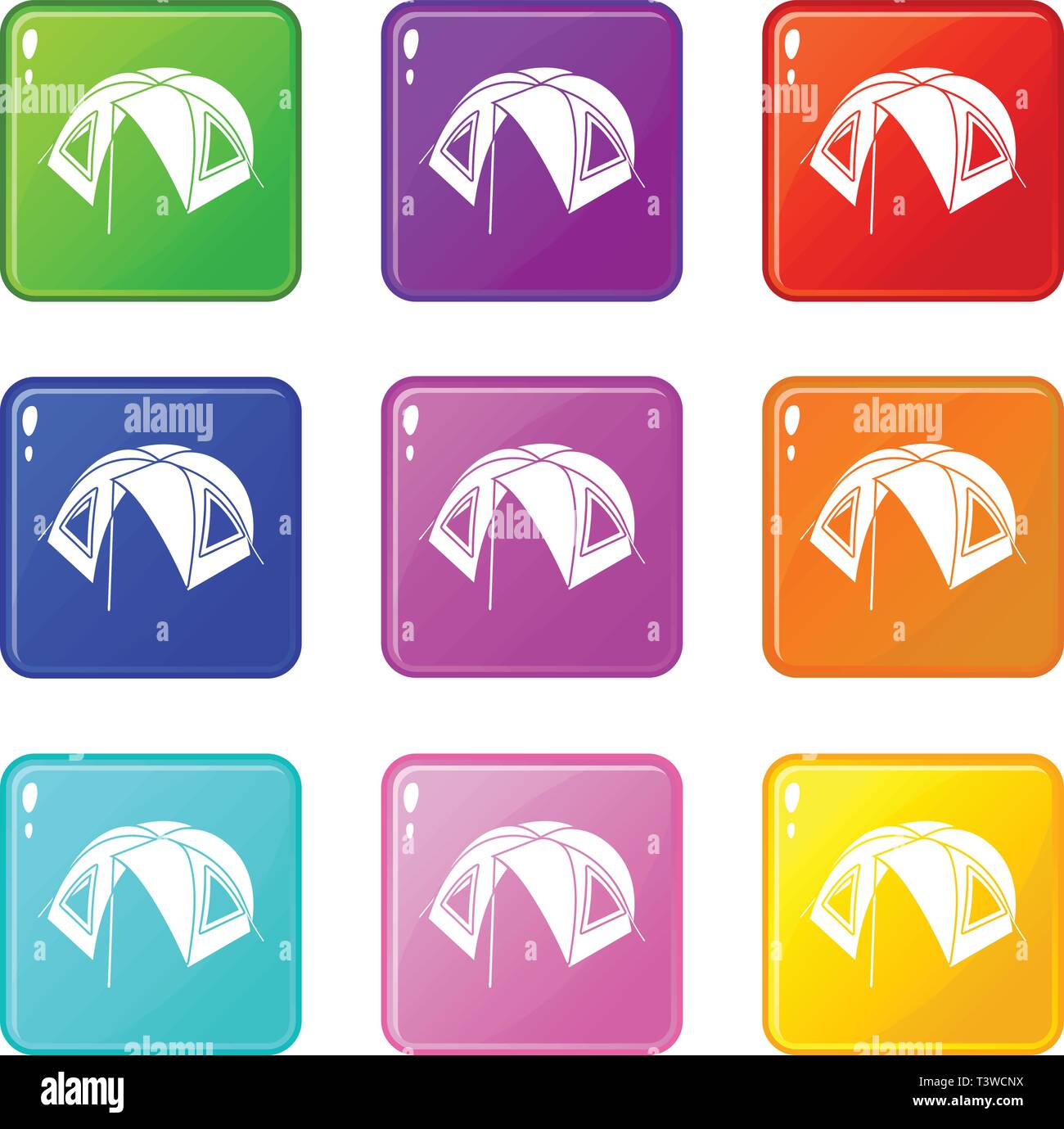 Tourist tent icons set 9 color collection Stock Vector Image & Art - Alamy
