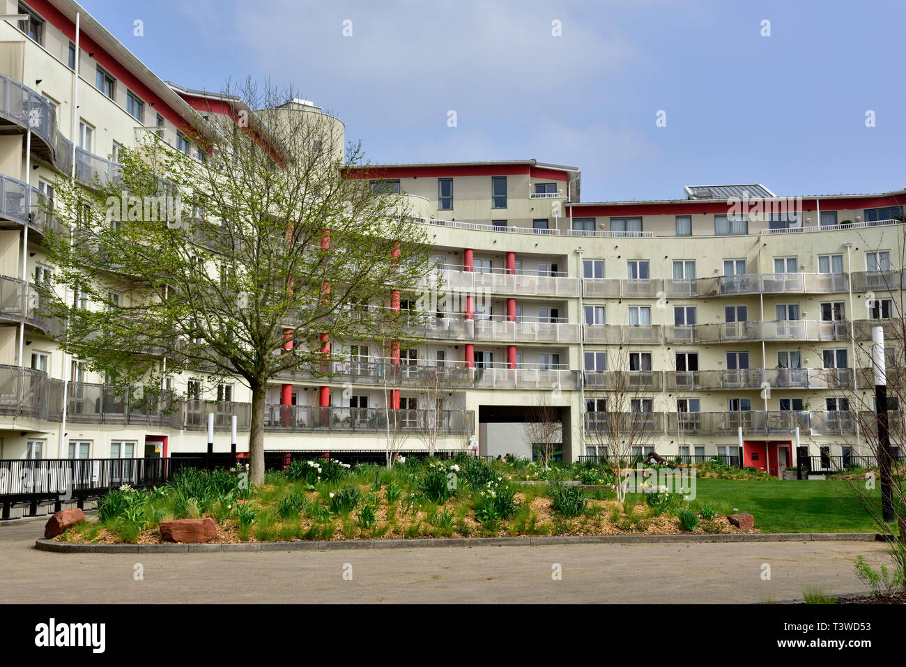 Modern purpose build apartments and flats, The Crescent, Millennium