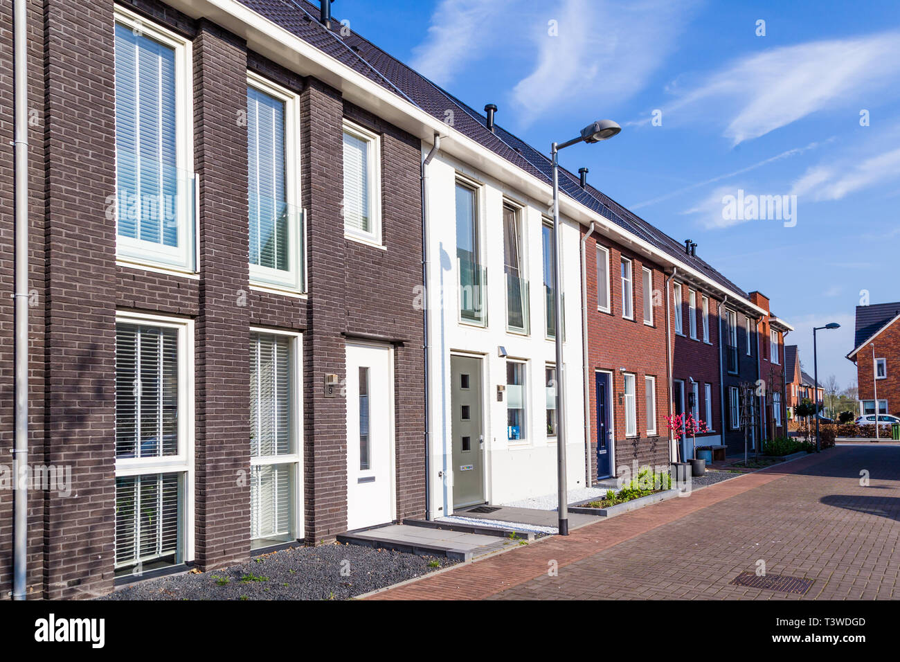 Street front modern suburban row houses new development area hires stock photography and images